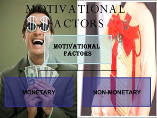 MOTIVATIONAL FACTORS MOTIVATIONAL  FACTORS MONETARY NON-MONETARY 