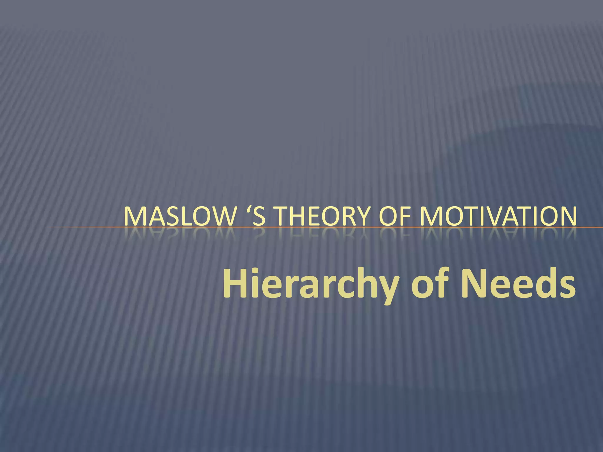 Hierarchy of NeedsMaslow ‘s theory of Motivation