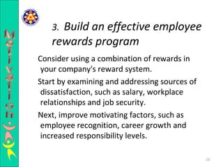 <ul><li>Consider using a combination of rewards in your company's reward system.  </li></ul><ul><li>Start by examining and...