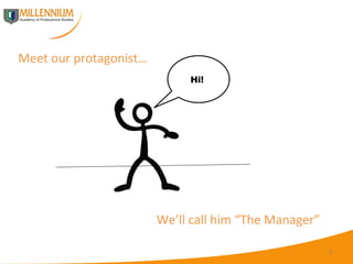 Meet our protagonist…  We’ll call him “The Manager” Hi!  