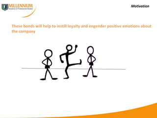 Motivation These bonds will help to instill loyalty and engender positive emotions about the company  