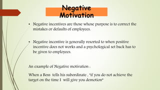 Negative Incentive Examples Motivation and Organizational Behaviour | PPTX