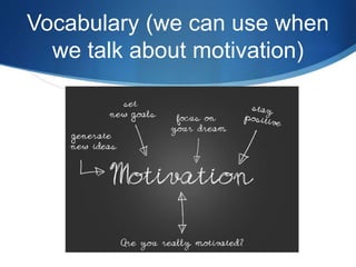 Vocabulary (we can use when
we talk about motivation)
 
