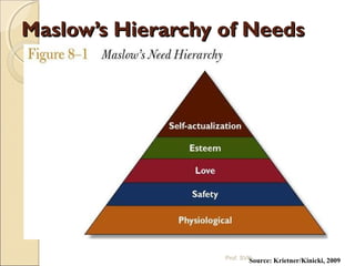 Maslow’s Hierarchy of NeedsMaslow’s Hierarchy of Needs
Source: Krietner/Kinicki, 2009Prof. SVK
 