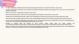 REFERENCES:
Deci, Edward L., and Richard M. Ryan. Intrinsic Motivation and Self-Determination in Human Behavior. Springer New York, 1985. https://doi.org/10.1007/978-1-4899-2271-7. Accessed 5 July 2024.
Deci, Edward L., and Richard M. Ryan. "Self-Determination Theory and the Facilitation of Intrinsic Motivation, Social Development, and Well-Being." American Psychologist, vol. 55, no. 1, 2000, pp. 68–78. https://doi.org/10.1037/0003-
066X.55.1.68. Accessed 5 July 2024.
"Motivation." *Life of an Architect*, n.d., www.lifeofanarchitect.com/motivation/. Accessed 5 July 2024.
"What is the Stress Level Like Being an Architect?" *Architecture Courses*, 20 Feb. 2023, www.architecturecourses.org/blog/what-stress-level-being-architect. Accessed 5 July 2024.
"Easy Ways to Keep Your Architectural Staff Motivated and Inspired." *EasyRender*, 13 Sept. 2023, www.easyrender.com/a/easy-ways-to-keep-your-architectural-staff-motivated-and-inspired. Accessed 5 July 2024.
"What are some effective ways to stay motivated and inspired as an architect?" *LinkedIn*, 22 June 2023, www.linkedin.com/advice/0/what-some-effective-ways-stay-motivated-inspired-architect-dvbef. Accessed 5 July 2024.
Sinko, Kyle. "Is Architecture Hard? How Difficult is Studying Architecture? (& How to Make it Easier) | 070." The Successful Archi Student's Podcast, Tips for Studying Architecture, 6 July 2024, https://successfularchistudent.com/is-
architecture-hard/#:~:text=You%20can%20practice%20this%20skill,going%20to%20be%20for%20you. Accessed 30 June 2024.
"Investigating the Relationship between Need Satisfaction and Creative Performance: Intrinsically Motivated Students Value Creativity." ResearchGate, 2023,
https://www.researchgate.net/publication/377762695_Investigating_the_Relationship_between_Need_Satisfaction_and_Creative_Performance_Intrinsically_Motivated_Students_Value_Creativity. Accessed 30 June 2024.
Baleshzar, Ahmad, and Meimanat Tabbodi. "The Relationship of Environmental Architecture with the Level of Job Satisfaction and Productivity among the Employees of Islamic Azad University, Shiraz Branch." Journal of Health Management and
Informatics, vol. 6, no. 1, 2019, pp. 22-27. https://jhmi.sums.ac.ir/article_42727_b4c75c4c11a9927c5548b85242365d09.pdf.Accessed 7 July 2024.
 