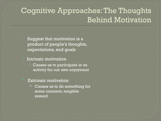 Cognitive Motivation Examples Comprehensive Overview of Motivation Theories and Their Applications | PPTX