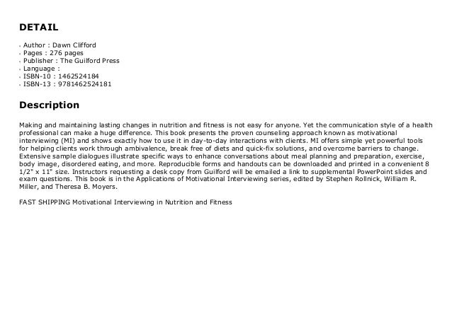 Fast Shipping Motivational Interviewing In Nutrition And Fitness