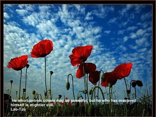 He who controls others may be powerful, but he who has mastered himself is mightier still. Lao-Tzu 
