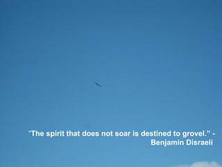 “ The spirit that does not soar is destined to grovel.” - Benjamin Disraeli  