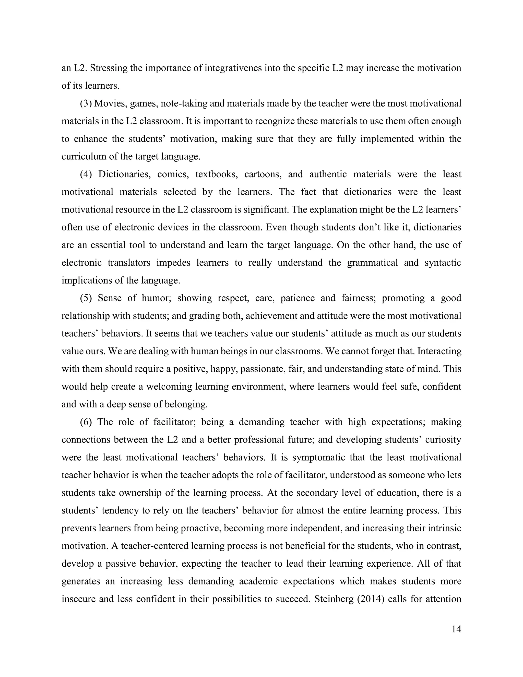 Motivational factors in learning an L2. A study on intrinsic/extrinsic ...
