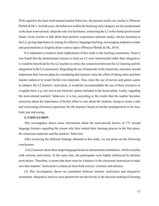 Motivational factors in learning an L2. A study on intrinsic/extrinsic ...