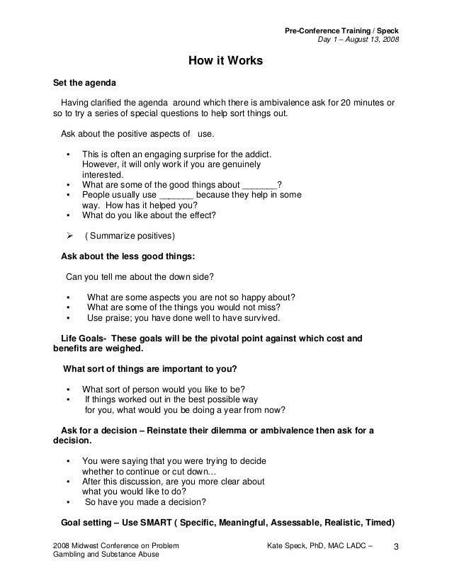 Motivational interviewing handout