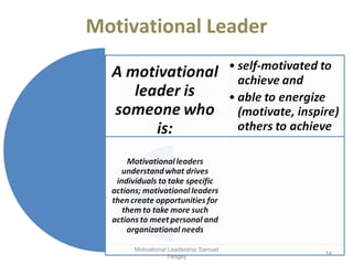 Motivational Leader 
Motivational Leadership Samuel 14 
Tengey 
 