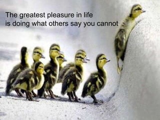The greatest pleasure in life
is doing what others say you cannot
 
