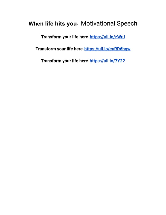 Motivational speech that will transform your life forever PDF