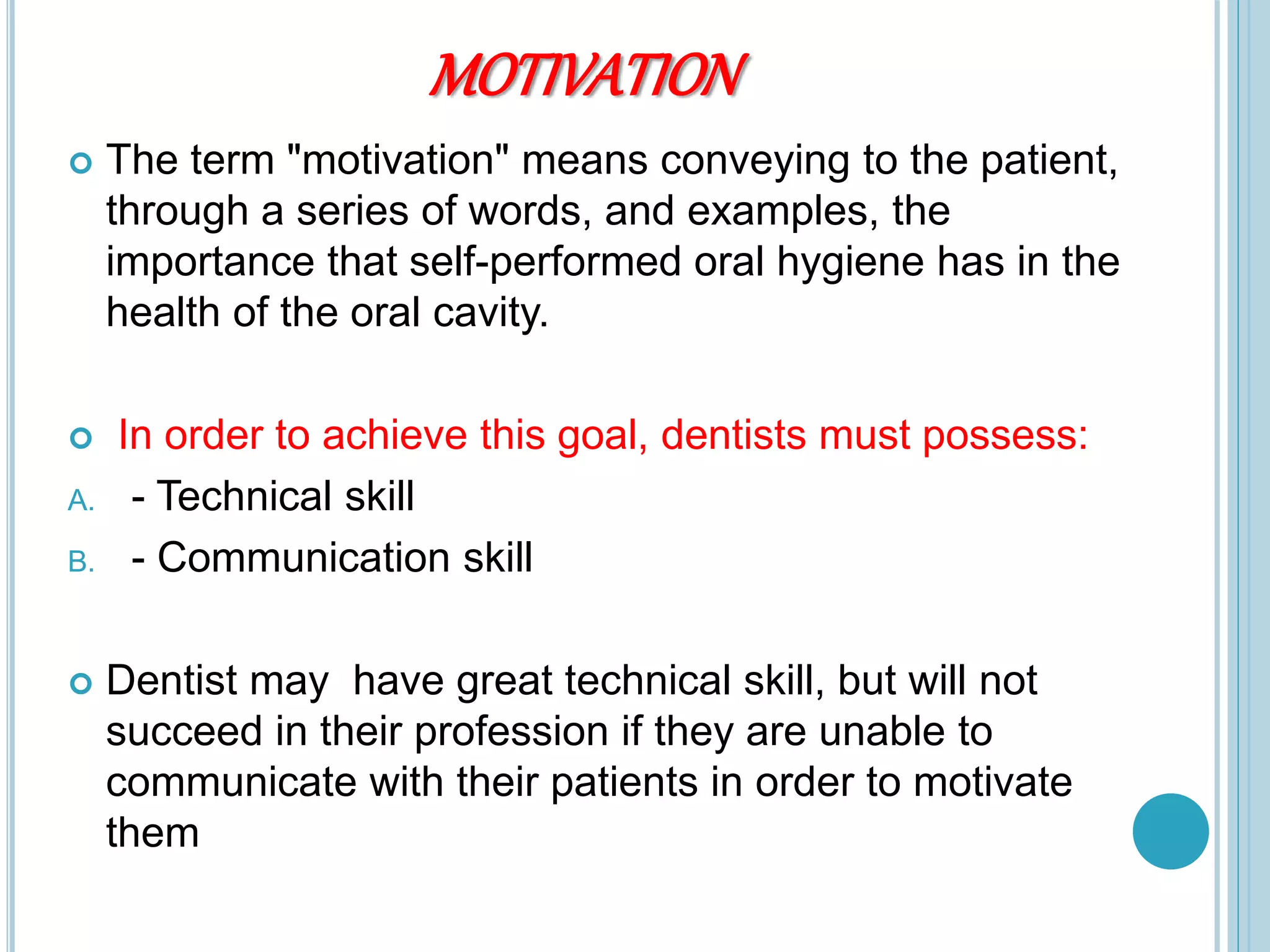 Motivation and oral hygiene instructions | PPTX