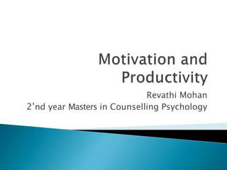 Revathi Mohan 
2’nd year Masters in Counselling Psychology 
 