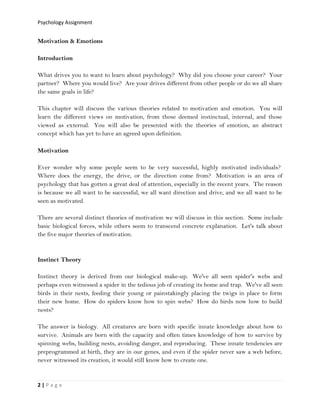 Motivation Assignment Motivation & emotions | PDF