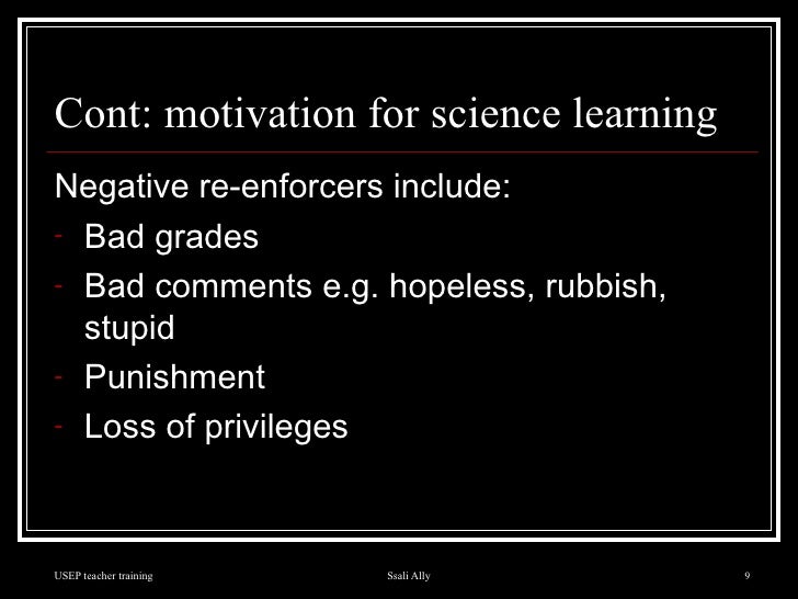Motivation for science learning usep