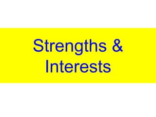 Strengths &
Interests
 