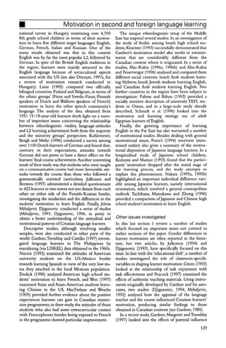 Motivation in second and foreign language learning zolt'n dornyei | PDF