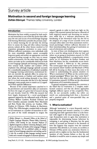 Motivation in second and foreign language learning zolt'n dornyei | PDF