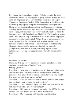 Motivation in the workplace – Equity TheoryPrepared by Group.docx