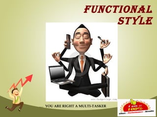 FUNCTIONAL
                           STYLE




..... YOU ARE RIGHT A MULTI-TASKER
 