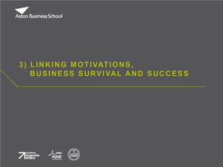 3) LINKING MOTIVATIONS,
BUSINESS SURVIVAL AND SUCCESS
 