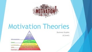 Motivation Theories
Business Studies
(A Level)
 