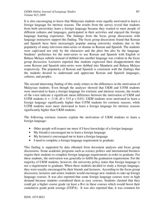 Motivation to learn a foreign language in malaysia | PDF