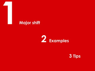 2 Examples 
3 Tips 
Major shift 
 