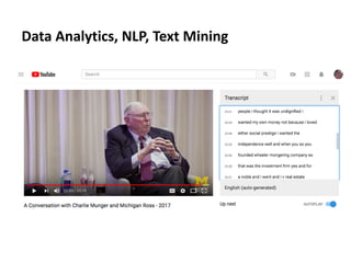 Data Analytics, NLP, Text Mining
 