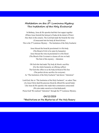 Luminous Mysteries (Holy Rosary) | PDF