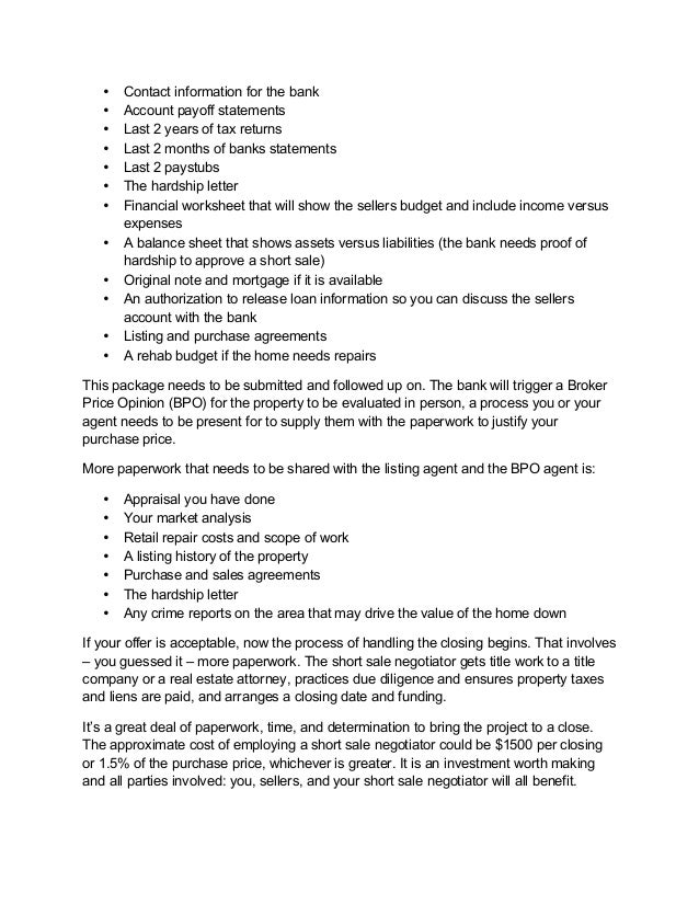 short sales negotiator