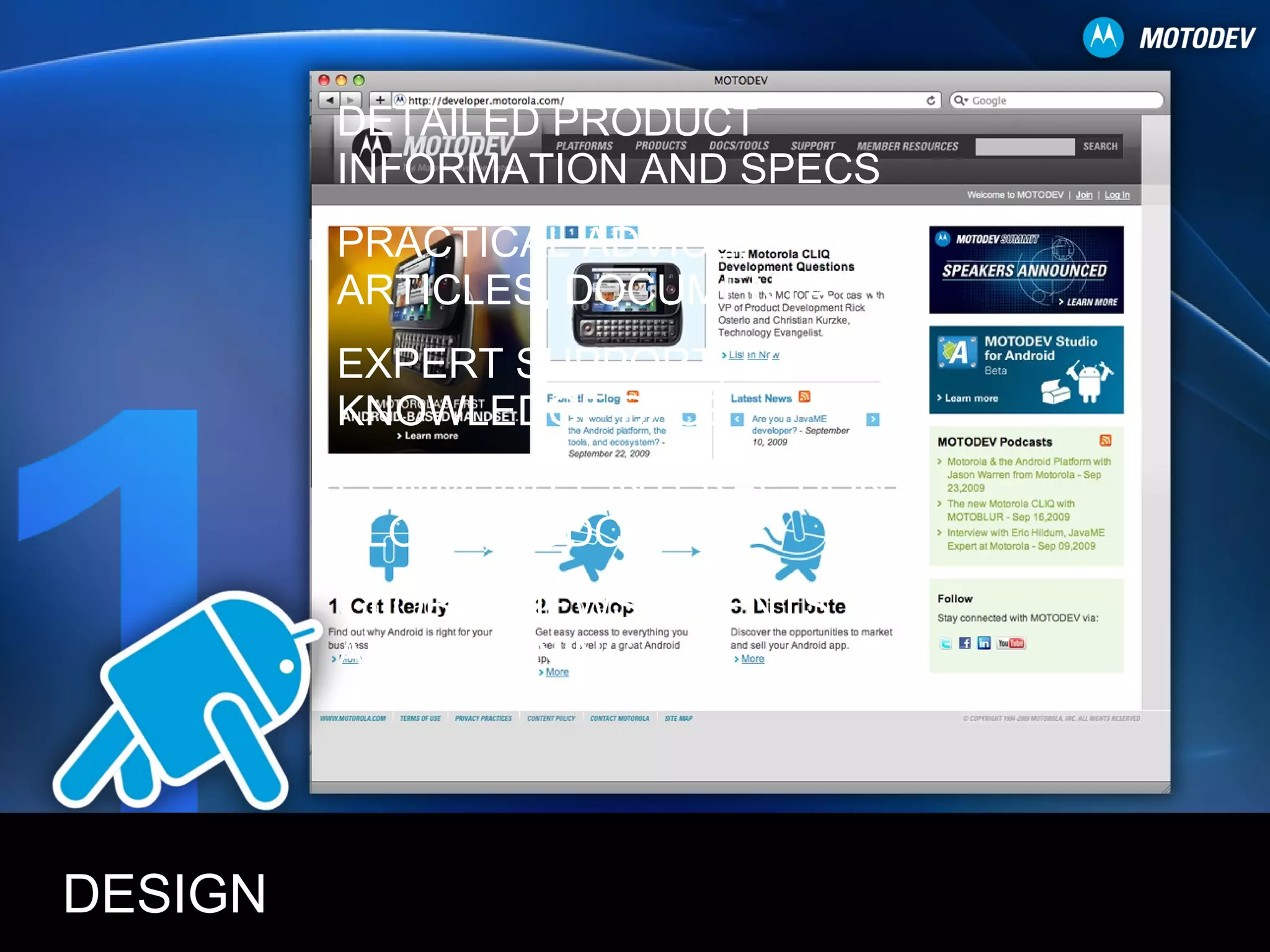 DETAILED PRODUCT INFORMATION AND SPECS PRACTICAL ADVICE, ARTICLES, DOCUMENTATION  EXPERT SUPPORT, FORUMS, KNOWLEDGE BASE  COMMUNITY INTERACTION, BLOGS, PODCASTS  GLOBAL NEWS, EVENTS AND TRAINING  DESIGN 