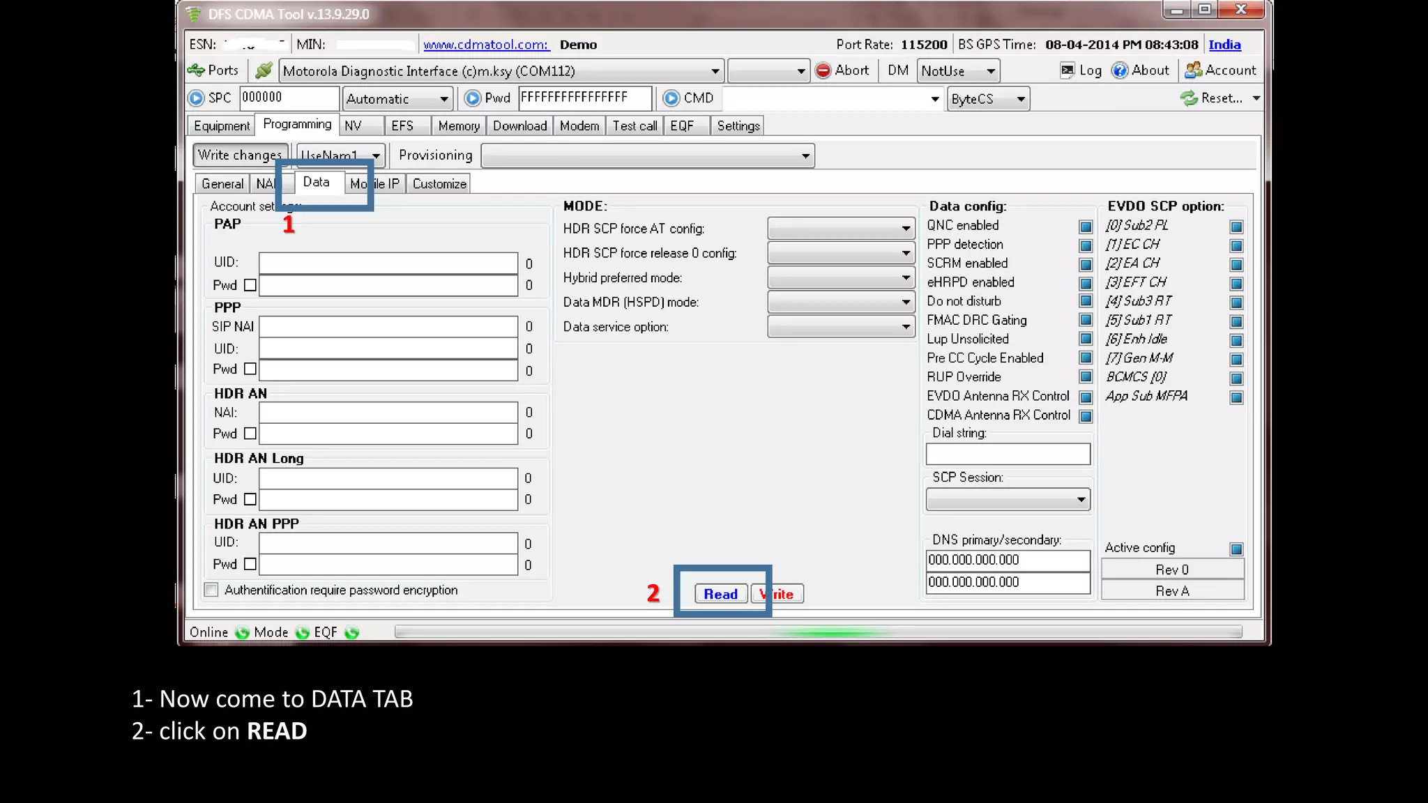 1 
1- Now come to DATA TAB 
2- click on READ 
2 
 