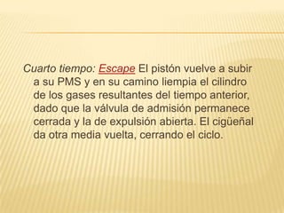 Cada cilindro que cerrado, herméticamente, en su parte superior para que al producirse la explosión el pistón reciba toda la fuerza. La pieza que cierra los cilindros se denomina culata y al ajustarla, debe quedar una pequeña cabidad entre ésta y el PMS, llamada cámara de compresión, comparando su medida con la de todo el cilindro, nos dá la relación de compresión del motor.   IndiceLa relación de compresión es un número abstracto, pero es fundamental para comprender algunas circunstancias, como el tipo de gas-olina a utilizar. Es normal que los motores de gas-oil, tengan una relación de compresión más elevada. Obtendremos la relación de compresión con la formula siguiente: Siendo "V" la cilindrada y "v" el volumen de la cámara de compresión, si tomamos  V+v = V', el resultado de la formula anterior se expresará como V':vAsí, podemos deceir que la relción de compresión en un motor de explosión, suele ser, de 7:1 ó 10:1. 