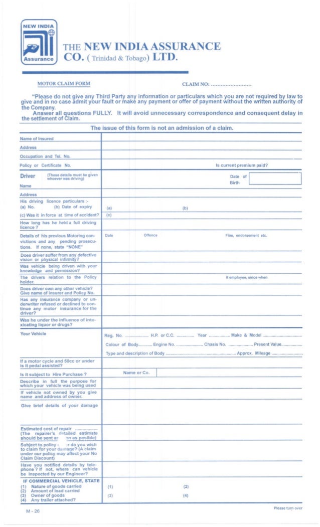 Insurance Services Brokers Ltd. Motor Claim Form Insurance Services Brokers Ltd. Motor Claim Form