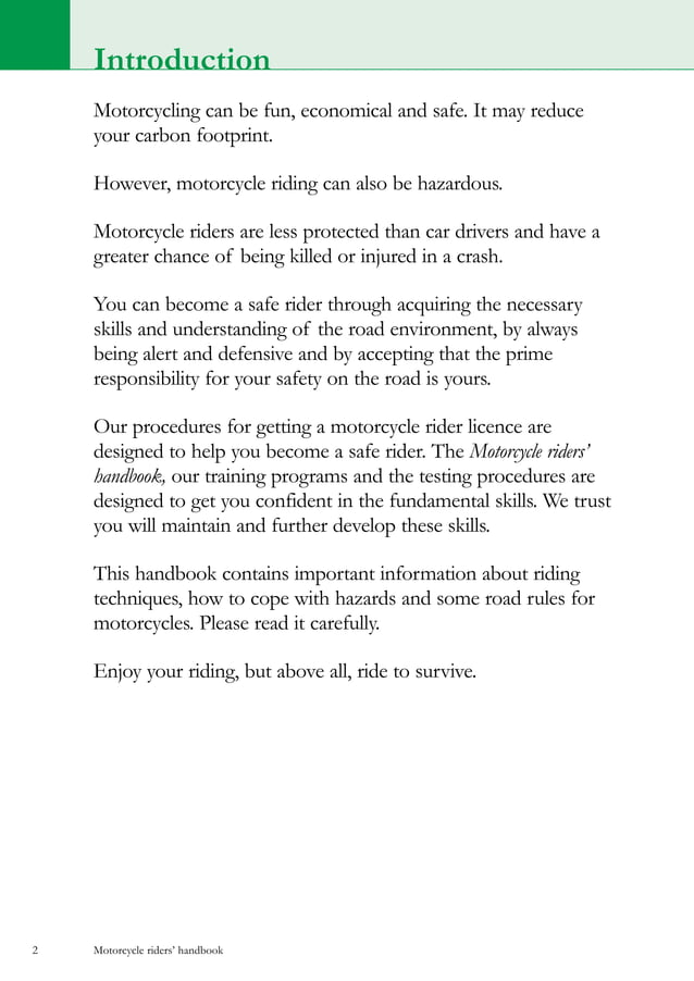 Motorcycle riders handbook | PDF