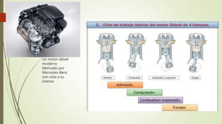 Un motor diésel
moderno
fabricado por
Mercedes-Benz
con vista a su
interior
 