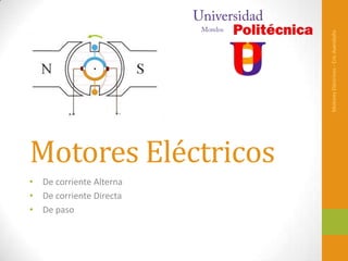 Motores Eléctricos - Eric Avendaño
Motores Eléctricos
• De corriente Alterna
• De corriente Directa
• De paso
 