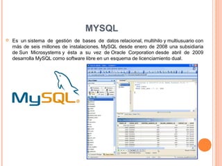 Mysql Relacional Motores de bases de datos | PPT