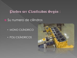 Pueden ser Clasificados Según :Su numero de cilindrosMONO CILÍNDRICO