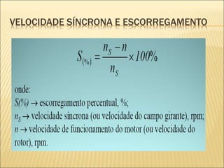 VELOCIDADE SÍNCRONA E ESCORREGAMENTO
 
