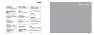 05
1
Noções Gerais
1. NOÇÕES GERAIS 05
1.1 Motores Elétricos .......................06
1.2 Tipos de Motores Elétricos......06
1.3 Motor de Indução...........................06
1.4 Definições Básicas .........................07
2. MOTORES MONOFÁSICOS DE
INDUÇÃO 11
2.1 Motor de Fase Dividida.....................13
2.2 Motor de Capacitor de Partida..13
2.3 Motor de Capacitor Permanente.14
2.4 Motor com Dois Capacitores.........14
2.5 Motor de Campo Distorcido ou
POlos Sombreados ......................................15
3. MOTORES TRIFÁSICOS
DE INDUÇÃO 16
3.1 Campo Girante........................................18
3.2 Velocidade Síncrona..........................18
3.3 Escorregamento...................................18
4. CARACTERÍSTICAS DE
DESEMPENHO 19
4.1 Características de Partida ...........20
4.2 Características de Operação.......20
4.3 Motofreio ................................................34
5. CARACTERÍSTICAS CONSTRUTIVAS
DOS MOTORES DE INDUÇÃO 37
5.1 Formas Construtivas .........................38
5.2 Dimensional................................................39
5.3 Caixa de Ligação......................................42
5.4 Placa de Identificação........................44
5.5 Terminal de Aterramento.................45
5.6 Balanceamento e Vibração.............45
5.7 Nível de Ruído.........................................46
5.8 Grau de Proteção................................47
5.9 Pintura.........................................................48
5.10 Ventilação................................................49
5.11 Conjuntos e Componentes............50
6. ENSAIOS 56
6.1 Ensaios de Rotina....................................57
6.2 Ensaiso de Tipo.........................................57
6.3 Ensaios de Protótipo...........................57
6.4 Ensaios Especiais....................................57
7. CARACTERÍSTICAS AMBIENTAIS 58
7.1 Temperatura Ambiental.......................59
7.2 Altitude........................................................59
7.3 Efeito Simultâneo de Altitude e
Temperatura................................................59
7.4 Resistência de Aquecimento.........59
7.5 Dreno...........................................................60
7.6 Ambiente de Funcionamento.........60
8. SELEÇÃO E APLICAÇÃO 62
8.1 Seleção........................................................63
8.2 Aplicação....................................................63
9. RECOMENDAÇÕES GERAIS 65
9.1 Embalagens...............................................66
9.2 Recebimento.............................................66
9.3 Armazenagem...........................................67
10. INSTALAÇÃO 68
10.1 Características Mecânicas...........69
10.2 Características Elétricas............74
11. ACIONAMENTO E PROTEÇÃO 81
11.1 AcionamentodeMotoresElétricos.82
11.2 Proteção de Motores Elétricos.....90
12. OPERAÇÃO 93
12.1VerificaçõesPreliminares...............94
12.2 Acionamento Inicial.............................94
12.3 Funcionamento......................................94
13. MANUTENÇÃO 95
13.1 Manutenção Preditiva..............................96
13.2 Manutenção PreventivA.........................97
13.3 Manutenção Corretiva.........................106
13.4 Roteiro de Manutenção.......................110
13.5Ajuste do Entreferro - Motofreio 112
14. ASPECTOS DE GARANTIA 113
14.1 Motores Elétricos Monofásicos
e Trifásicos..........................................................114
ANEXOS
01 Principais normas utilizadas em máquinas
elétricas girantes..........................................119
02 Sistema Internacional de Unidades..120
03 Conversão de Unidades ...................121
04 Frequência em Outros Países........124
Anotações....................................................125
Índice
 