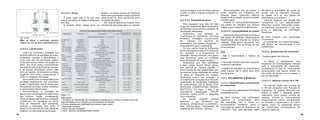 98 99
veremos a seguir como escolher e aplicar
e quais os tipos e marcas existentes no
mercado.
13.2.2.2.2. Qualidade de graxa
Para assegurar uma vida útil mais
longa aos rolamentos, deve-se escolher
lubrificantes convenientes e métodos de
lubrificação adequados.
Rolamentos com excesso ou
insuficiência de lubrificante, pré-carga
excessiva, montagem inconveniente,
etc., sofrerão um aumento de
temperatura, que poderá ultrapassar o
limite admitido para o lubrificante.
Por isto, quanto maior for a diferença
entre a temperatura efetiva do rolamento
em operação e a temperatura de
utilização máxima admitida pela graxa,
mais favoráveis serão as condições
para lubrificação de longa duração.
Rolamentos que são submetidos
a altas cargas devem utilizar graxas
com aditivos de extrema pressão. A
graxa deverá ter boa estabilidade para
permanecer quase inalterada em ambos
os lados do rolamento em rotação,
oferecendo assim boa proteção. A
consistência de uma graxa é a indicação
simplificada da penetração trabalhada
de conformidade com a escala NLGI
(NATIONAL LUBRIFICATING GREASE
INSTITUTE). Em regra, o grau 2 de
consistência (penetração 265-295
conforme norma ASTM) é adequado
para rolamentos.
As graxas recebem aditivos
químicos, que aumentam sua
eficiência, reforçando-as ou conferindo-
lhes características necessárias às
exigências dos motores elétricos.
Recomendamos que as graxas a
serem utilizadas nos rolamentos dos
motores Voges contenham aditivos
inibidores de oxidação, extrema pressão
e antiferrugem.
A tabela 13.1 indica os tipos de graxas
que podem ser utilizados nos motores
Voges, e seus respectivos fabricantes.
13.2.2.2.3. Compatibilidade de graxas
Agraxa utilizada pela Voges é a Polirex
EM, graxa de poliuréia especialmente
desenvolvida para mancais de motores
elétricos. Esta graxa apresenta boa
compatibilidade com as graxas de lítio
convencionais.
Obs:
• Não é recomendada a mistura de
graxas.
• Caso seja utilizado outro tipo de graxa,
consulte o fabricante;
• A tabela de intervalos de relubrificação
deste manual não é válida para outro
tipo de graxa.
13.2.3. ROLAMENTOS E MANCAIS
13.2.3.1. Relubrificação e substituição
de rolamentos
De acordo com o sistema de lubrificação
empregado temos:
a) Para motores com lubrificação
periódica: a relubrificação deve
ser executada com o motor em
funcionamento, facilitando assim a
renovação de graxa no alojamento do
rolamento. Para esta operação basta
introduzir a quantidade de graxa de
acordo com os intervalos indicados
na tabela 13.3 ou nas placas de
identificação dos motores.
Deve-se observar que graxas não
compatíveis ou com saponificações
diferentes, quando misturadas, podem
se deteriorar mutuamente e com isso
privar o rolamento da lubrificação
necessária.
b) Para motores com lubrificação
permanente:
os rolamentos, por serem blindados,
não devem ser relubrificados e sim
substituídos.
13.2.3.2. Substituição de rolamentos
Desmontagem dos mancais
A seguir é apresentada uma
sequência de recomendações básicas
para a substituição de rolamentos,
considerando-se que os componentes
demonstrados nas figuras podem ou
não existir de acordo com o modelo e
ano de fabricação.
13.2.3.2.1. Motores carcaça 56 a 160
Os motores Voges com carcaça 56
a 160 são equipados com mancais de
rolamentos de esferas blindados em
ambos os lados. O desgaste desses
rolamentos, após grande período de
trabalho, provoca um funcionamento
excessivamente ruidoso, acompanhado
de vibração e aquecimento do motor.
Nestes casos, os rolamentos devem
ser substituídos, procedendo-se da
seguinte maneira:
Fig. 13.2.B.
Obs.: ao efetuar a lubrificação periódica
verificar se o furo de dreno está desobstruído.
13.2.2.2. Lubrificantes
Como os rolamentos utilizados nos
motores elétricos se compõem de anéis,
elementos rolantes e separadores, e
como todo tipo de movimento relativo
entre dois corpos sólidos dá origem ao
atrito, que entre outros inconvenientes
representa uma perda direta de energia,
é de grande importância reduzir este
atrito ao máximo, minimizando os efeitos
negativos, bem como o aquecimento, o
ruído e o desgaste das peças.
Isto é obtido com a interposição entre
as peças metálicas de uma substância
fluida, o lubrificante, que se divide para
fins práticos em óleos, graxas, sintéticos
e composições betuminosas.
Recomendamos a utilização de
graxas para lubrificação dos rolamentos
dos motores Voges, considerando,
sobre os demais lubrificantes, a vedação
simplificada, as vantagens de menor
risco de vazamento, fácil transporte,
estoque e aplicação, bem como a
dispensa do controle de nível, bastando
observar os intervalos de lubrificação.
13.2.2.2.1. Graxa
A graxa nada mais é do que uma
massa esponjosa de sabão impregnada
com óleo.
A pressão desta massa entre as
pistas e os corpos rolantes do rolamento
libera uma quantidade de óleo suficiente
para formar um filme lubrificante entre
as partes em atrito.
Em vista de definirmos a graxa como
lubrificante adequado para os motores,
Tabela 13.1.
Observações:
1. Existência ou manutenção das propriedades indicadas para as graxas da tabela acima são
responsabilidade única e exclusiva dos fabricantes de lubrificantes.
2. Graxas utilizadas para lubrificação dos motores Voges, sendo:
• Rolamentos blindados*
• Rolamentos sem blindagem**
3. NLGI - National Lubrificating Grease Institute
 