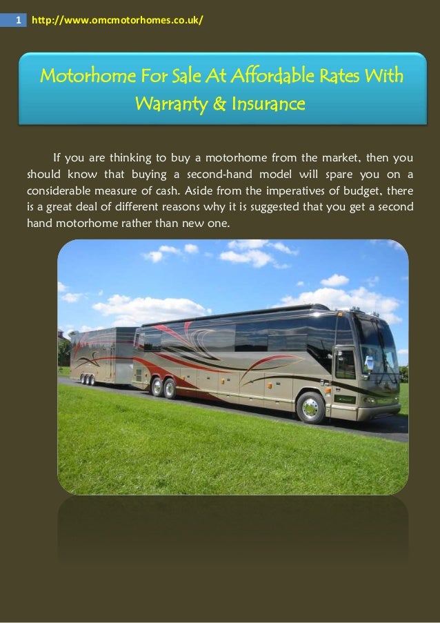 Motorhome For Sale At Affordable Rates With Warranty & Insurance