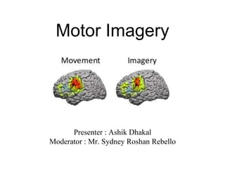 Motor Imagery
Presenter : Ashik Dhakal
Moderator : Mr. Sydney Roshan Rebello
 
