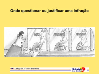 Onde questionar ou justificar uma infração
 
